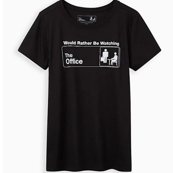5X 28W Torrid Black Would Rather Be Watching The Office Slim Fit Tee Crew Neck - Picture 1 of 6